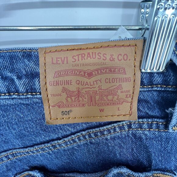 Levis 501 Button Fly Straight Leg Blue Jeans Womens Sz 26 High Rise Original Fit - Picture 3 of 16